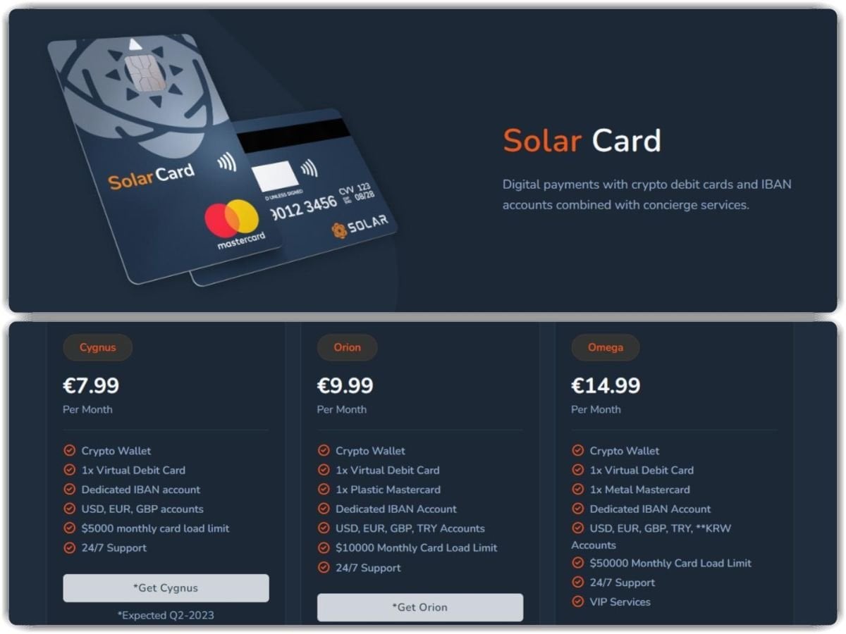 Rates for purchasing and servicing the Solar Card debit card (solar.org)