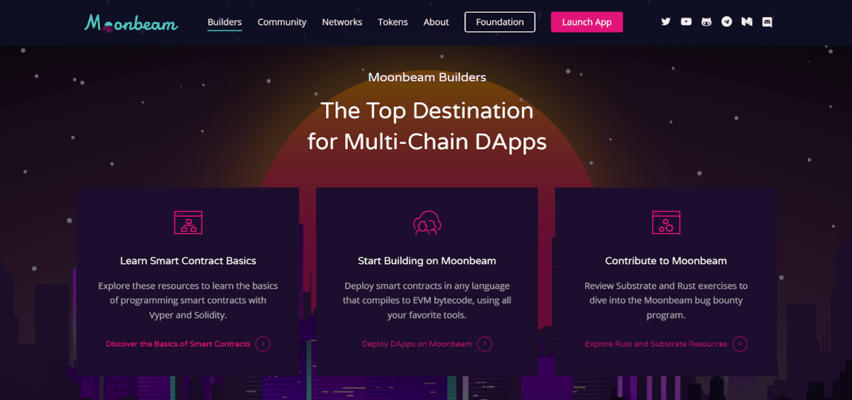 Стартова сторінка Moonbeam Network