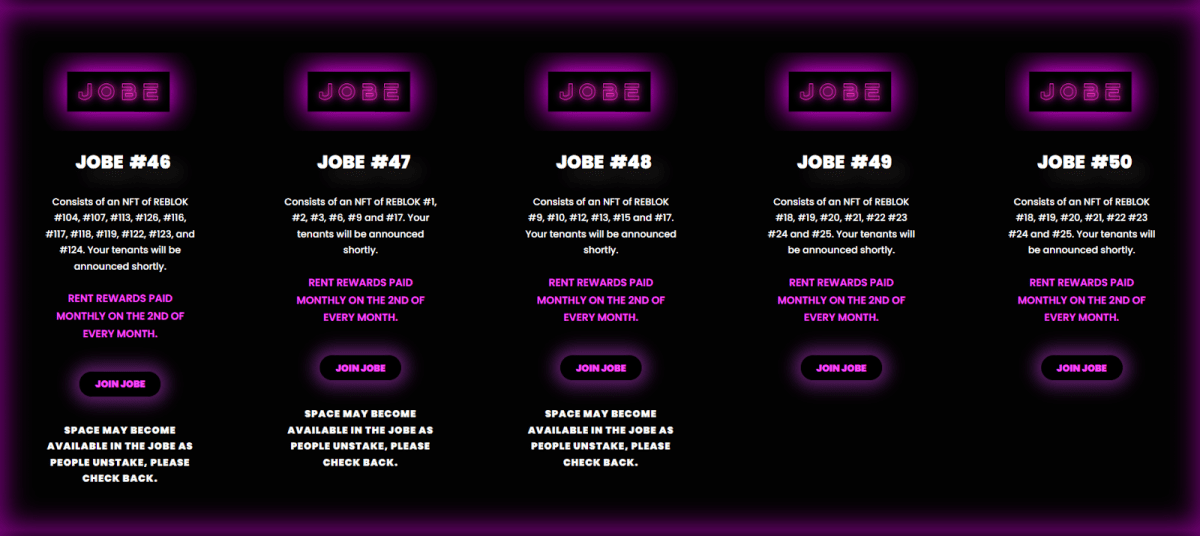 The "Jobs" section where users can dispose of land