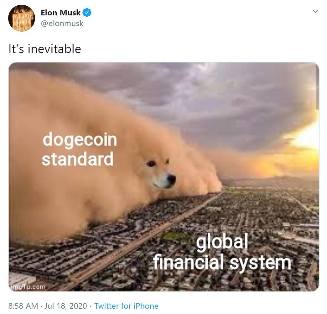 Один из твитов Илона в поддержку Dogecoin