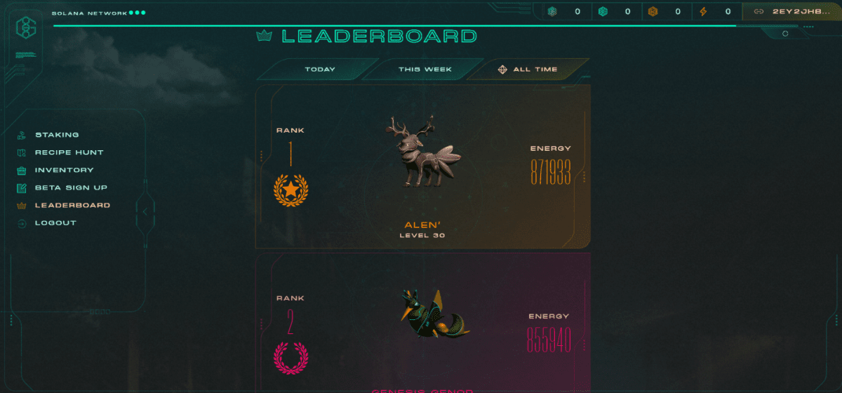 Таблица лидеров Genopets