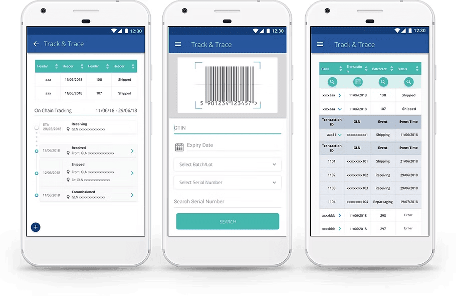 Pharmaceutical data tracking with blockchain integration. Source: https://www.farmatrust.com/copy-of-pharmaceutical-tracking-dat