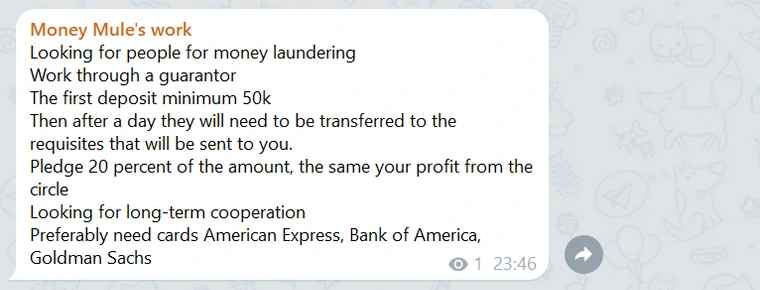 Some ads openly mention the “requirements.” Source: telegram.org