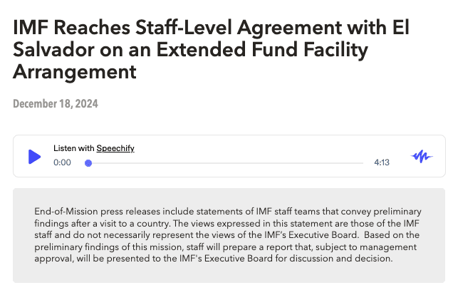 Соглашение между Сальвадором и МВФ вводит ограничения на операции с биткоином. Источник: imf.org