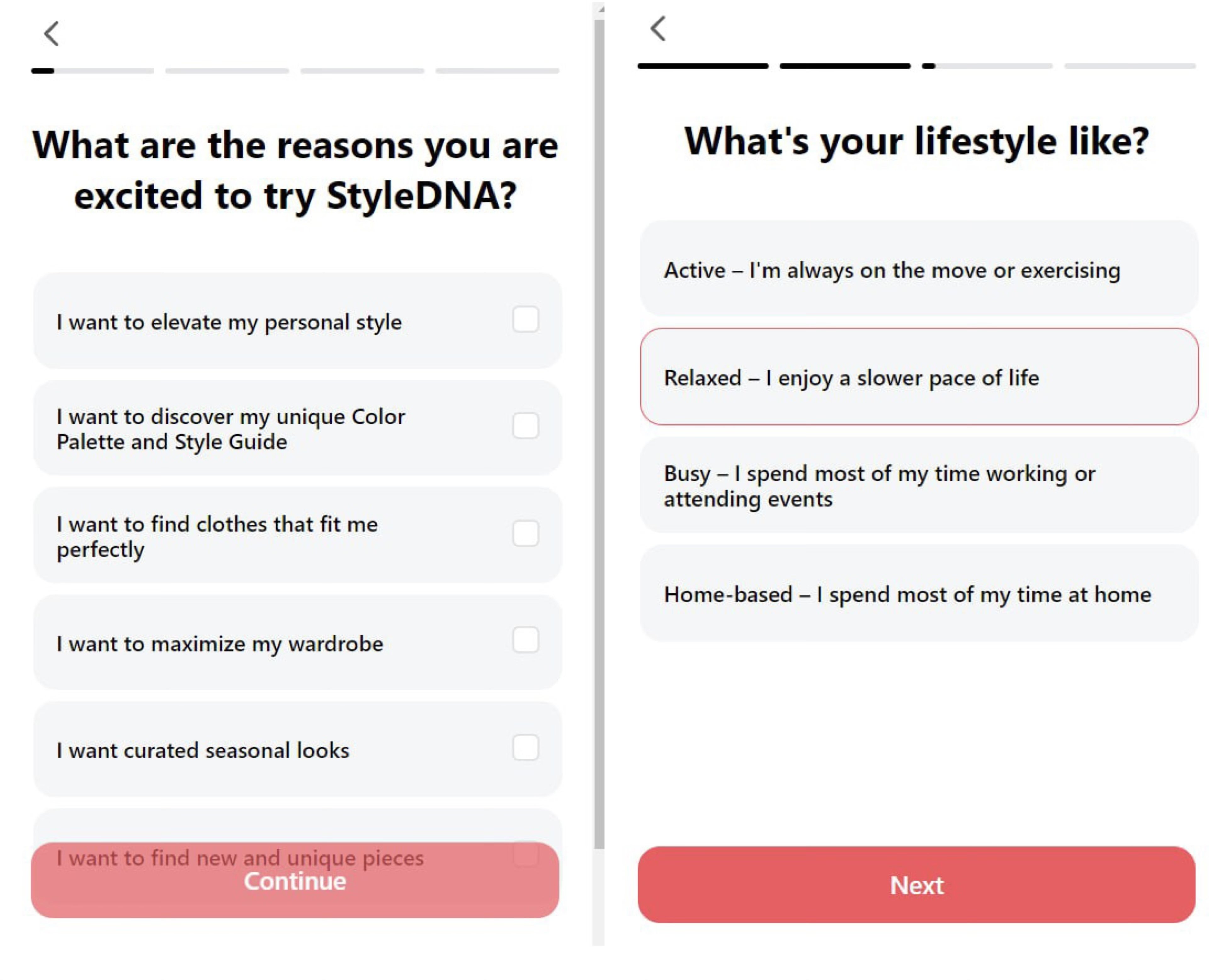 Completing the Style DNA Quiz