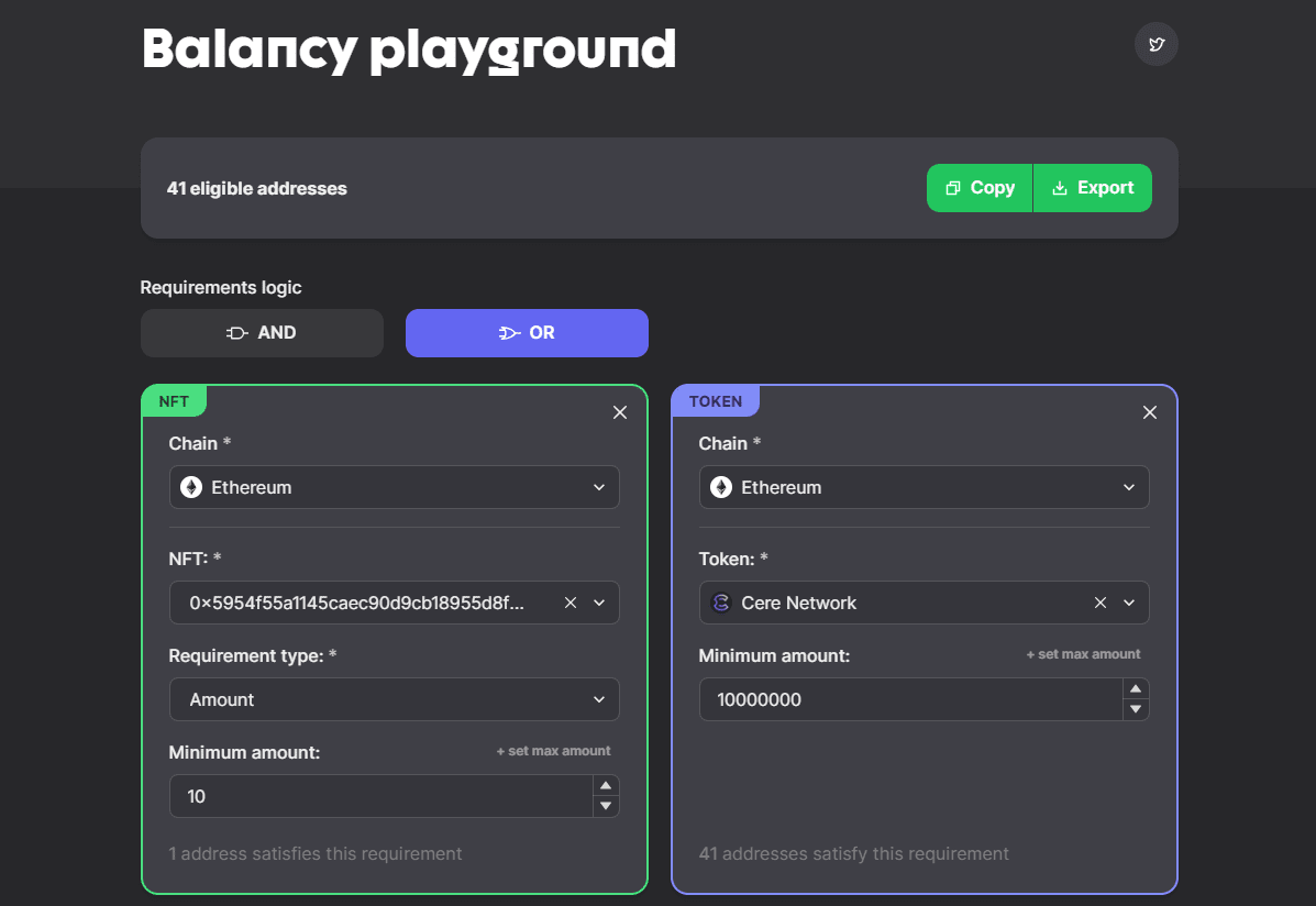 Інструмент Balancy Playground на Guild. Джерело: https://guild.xyz/balancy