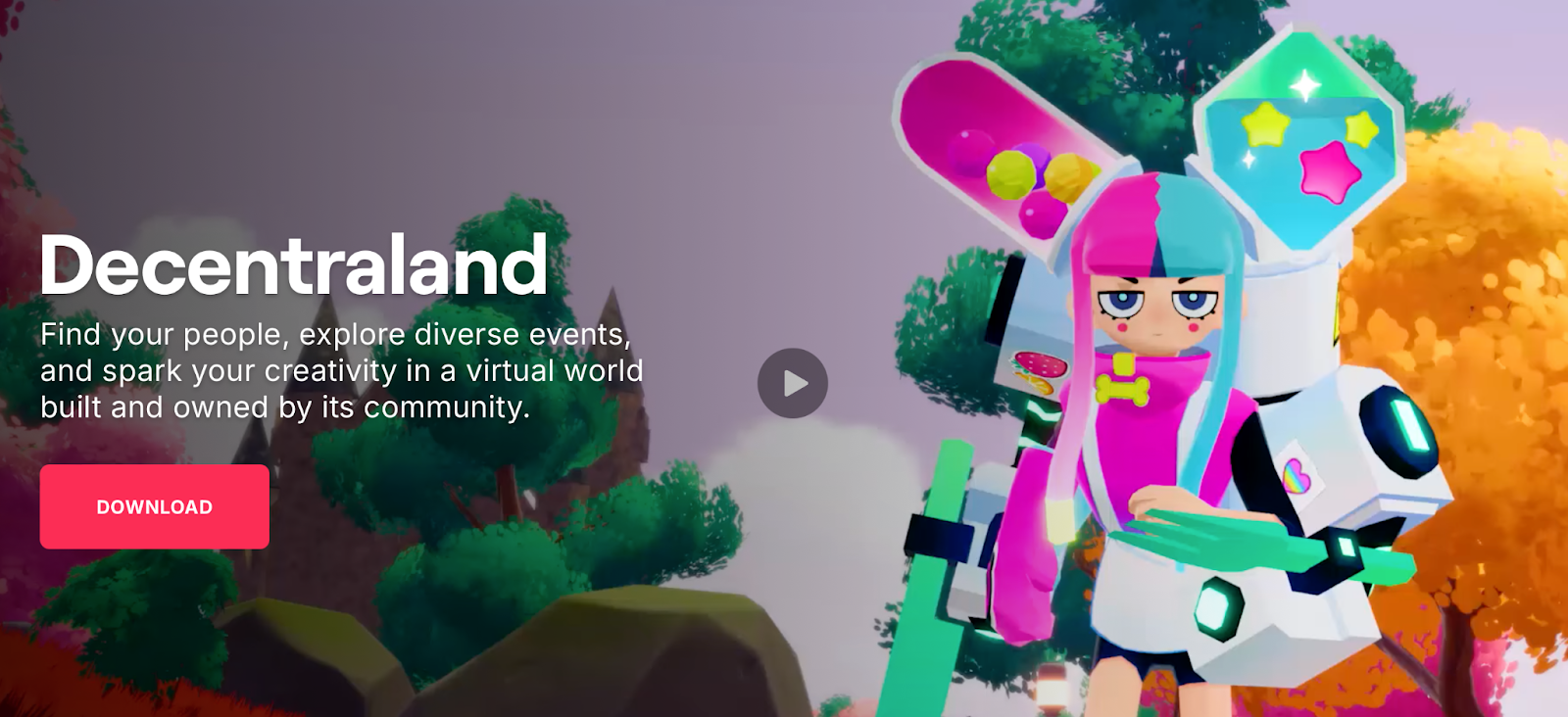 Decentraland’s site Source: decentraland.org