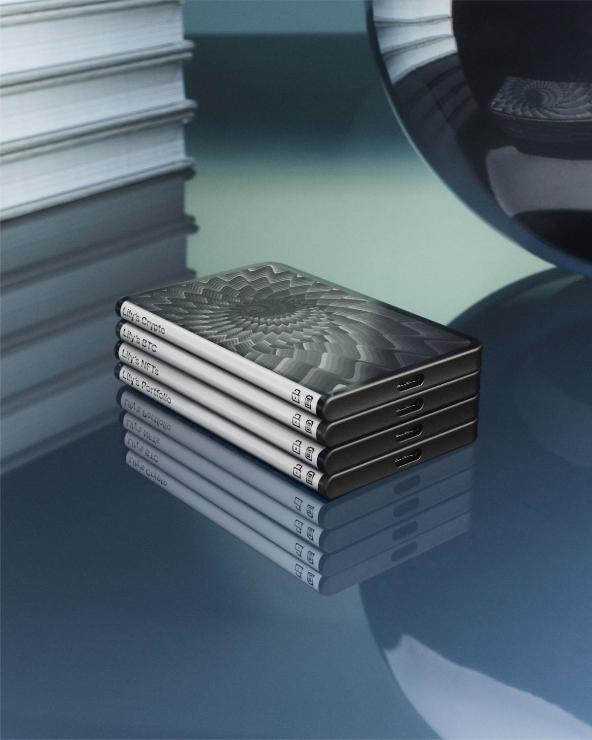 Several Ledger Stax on magnetic mounts Source: ledger.com