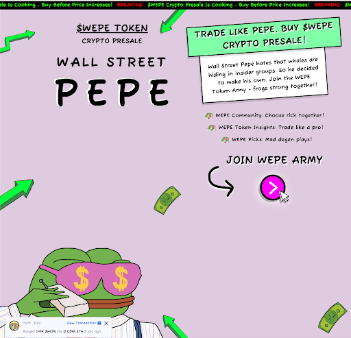 Mind of Pepe позиціонується як помічник трейдерів-початківців. Джерело: wallstreetpepe