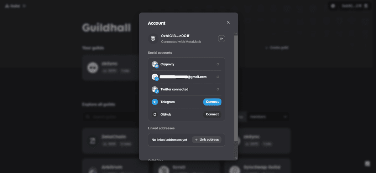 Необхідні соціальні мережі для роботи з Guild. Джерело: https://guild.xyz/explorer
