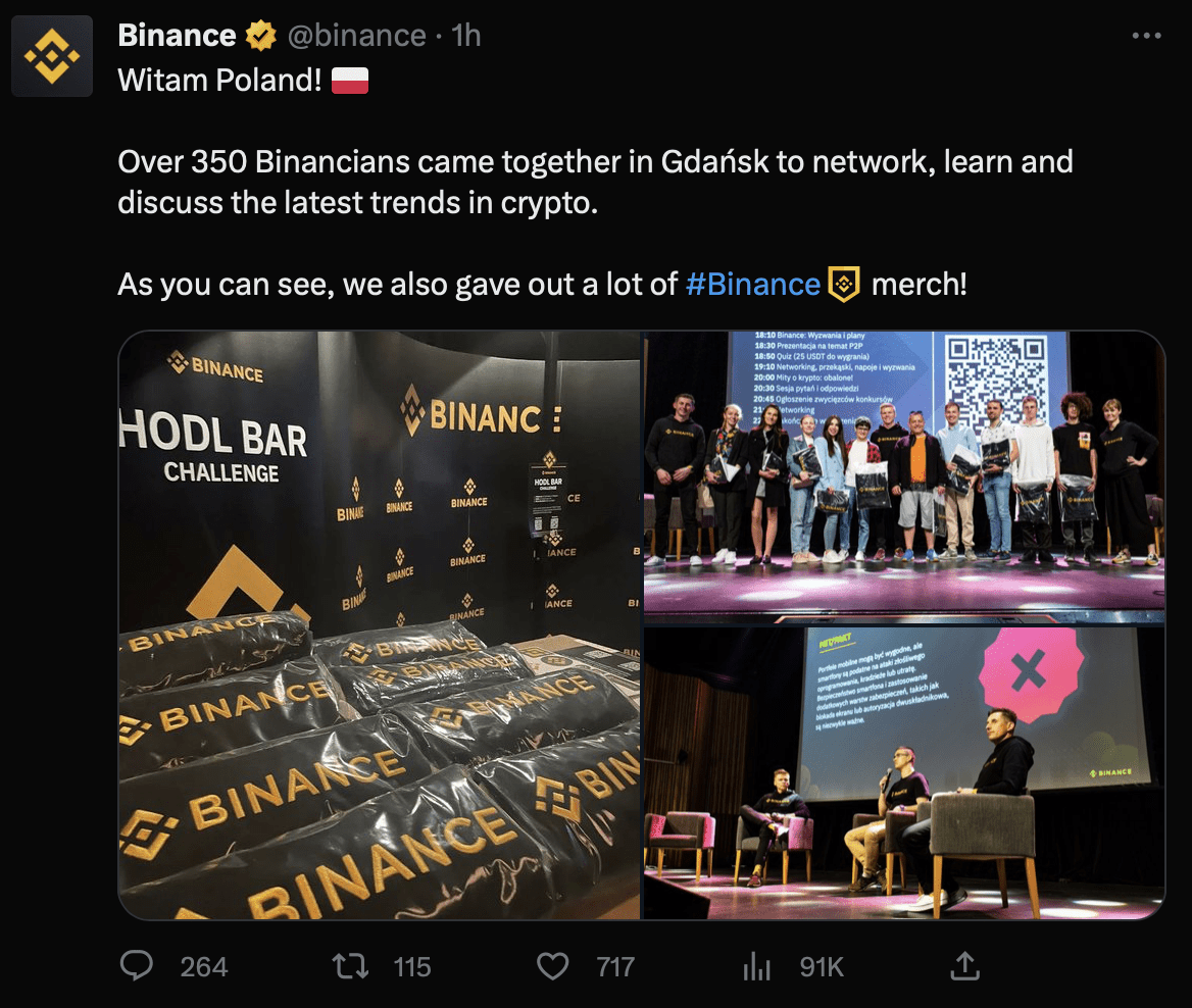 Твит Binance. Источник: Twitter
