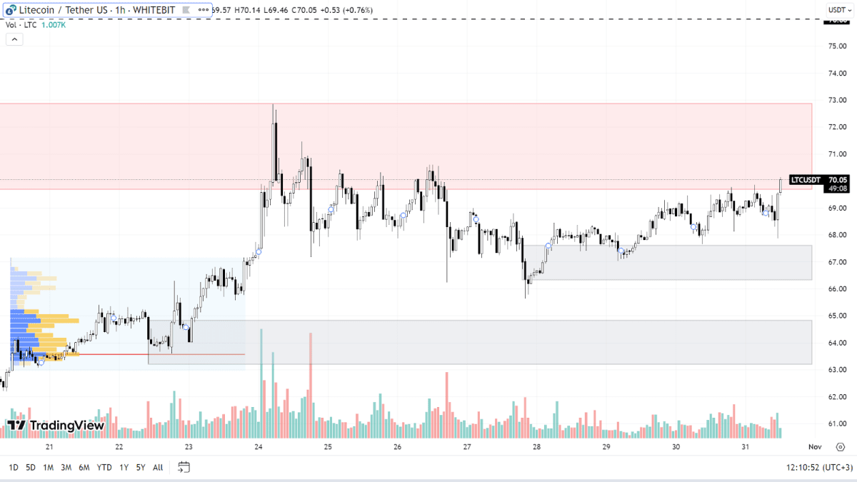 LTC chart on the H1 timeframe