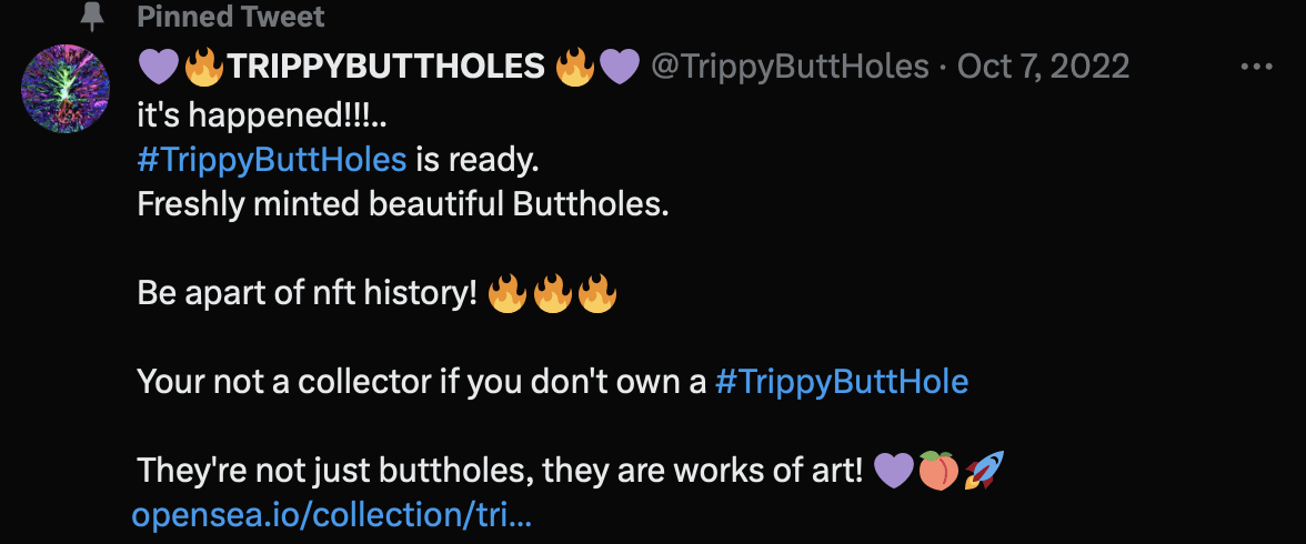 Твіт Trippy Butthole. Джерело: Twitter