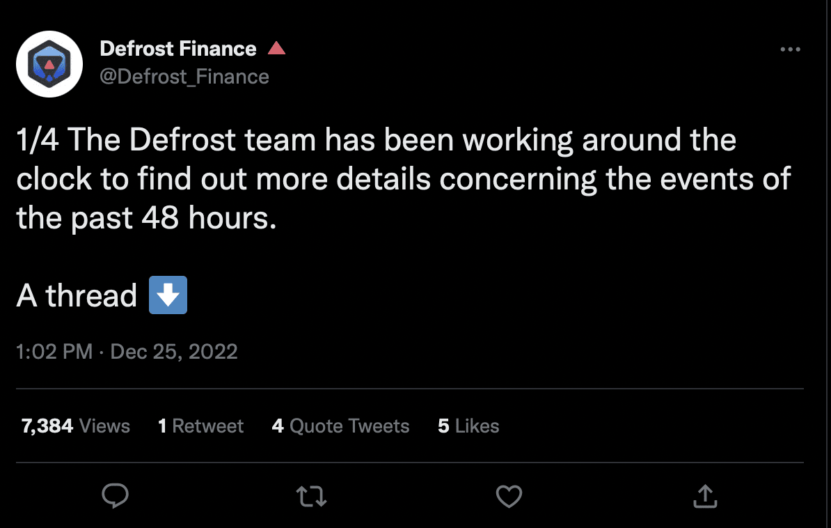 Source: Defrost Twitter