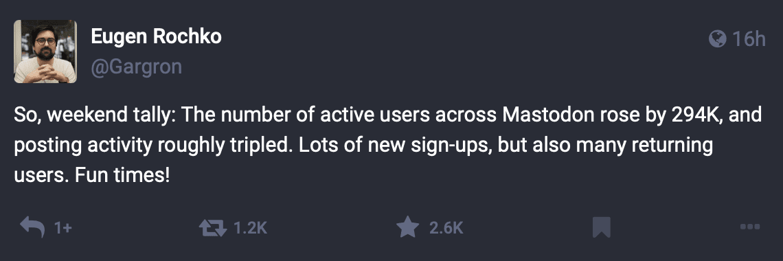 Пост Евгения Рочко. Источник: Mastodon