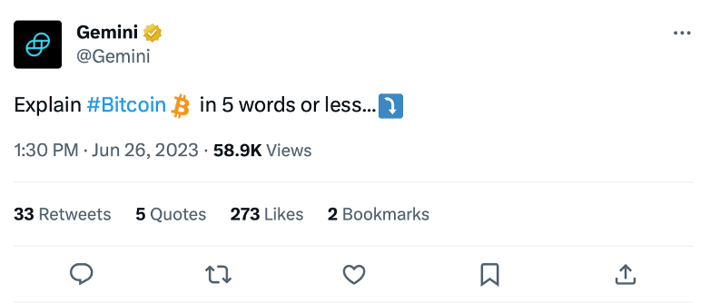 Gemini’s tweet. Source: Twitter 