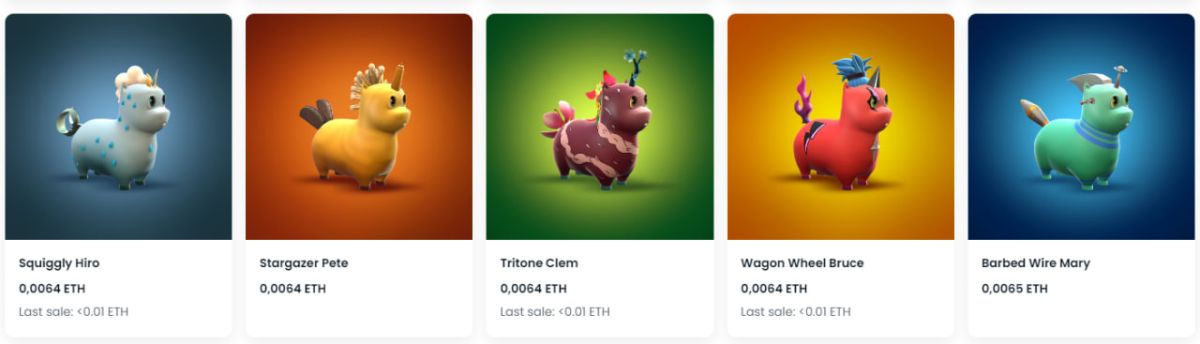 Коллекция NFT Crypto Unicorns Источник: opensea.io/collection/crypto-unicorns-market