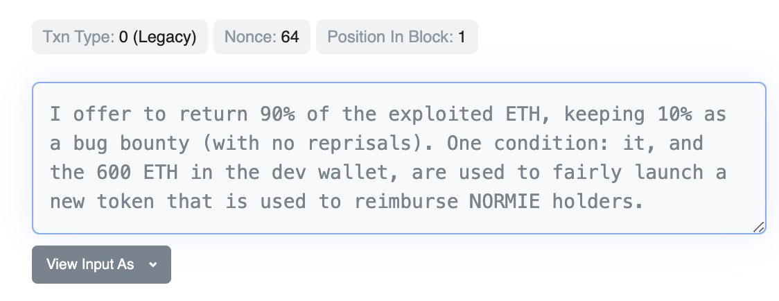 Message from the hacker on the blockchain explorer. Source: x.com.