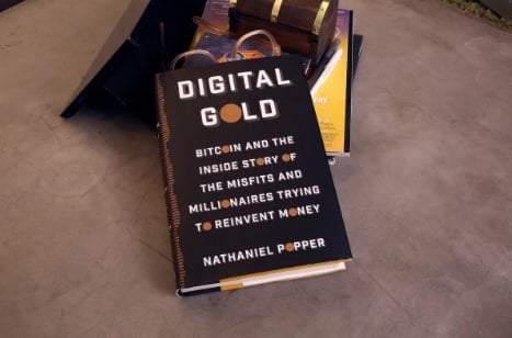 Nathaniel Popper’s book cover: Digital Gold: Bitcoin and the Inside Story of the Misfits and Millionaires Trying to Reinvent Money. Source: https://techcrunch.com/