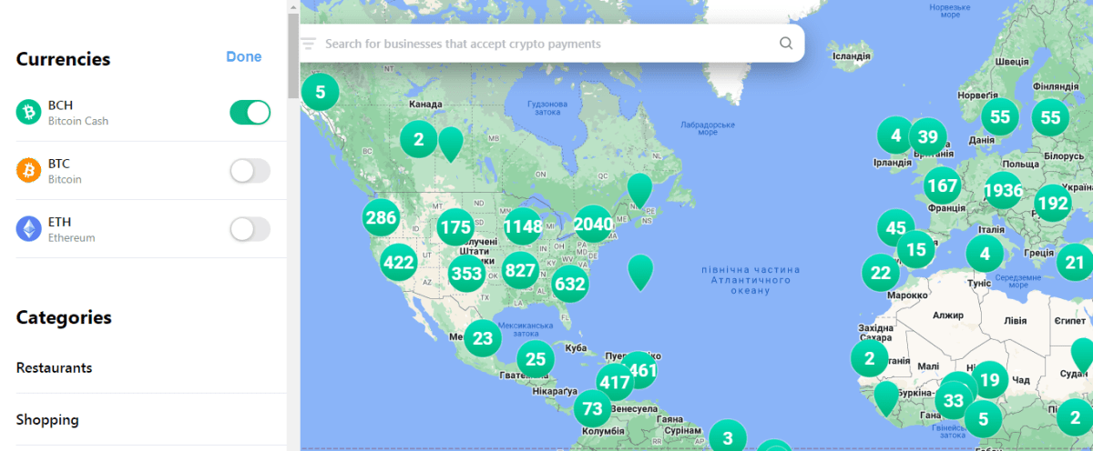 The count of merchants and outlets accepting Bitcoin Cash continues to grow. Source: map.bitcoin.com