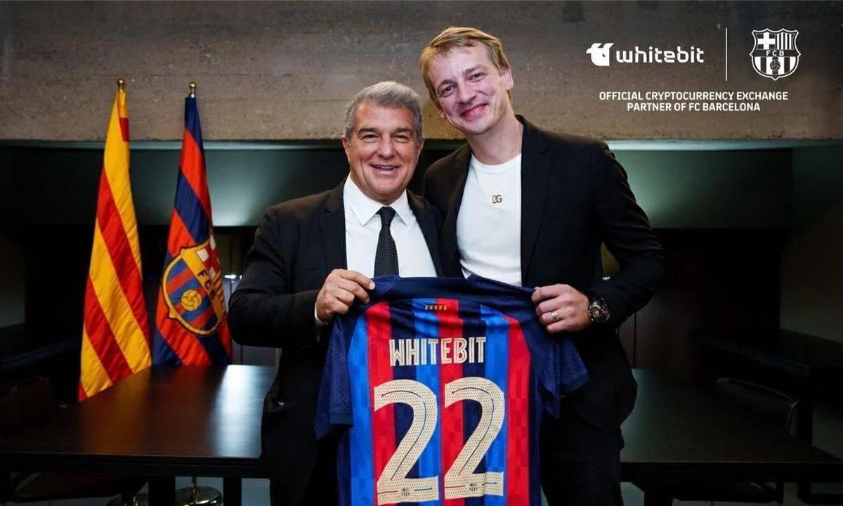 WhiteBIT CEO Volodymyr Nosov at the head office of FC Barcelona after signing a sponsorship agreement. Source: UNIA