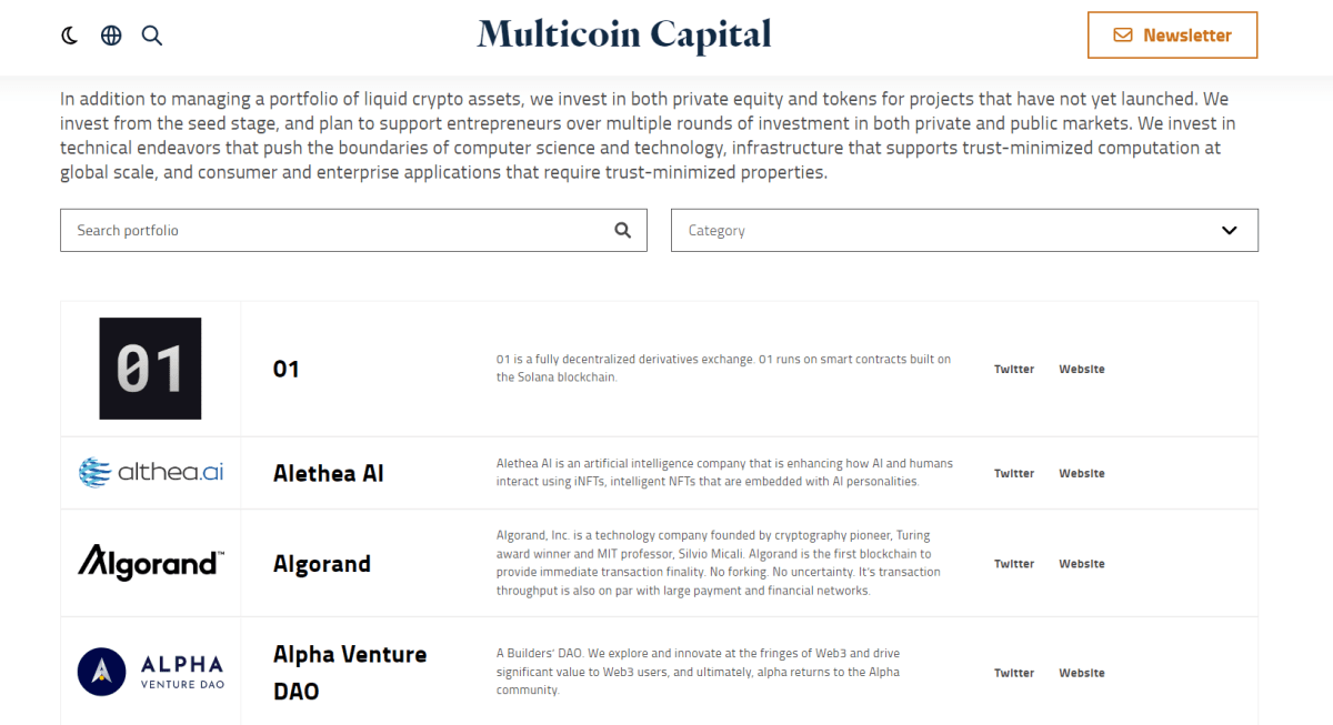 Портфоліо Multicoin Capital