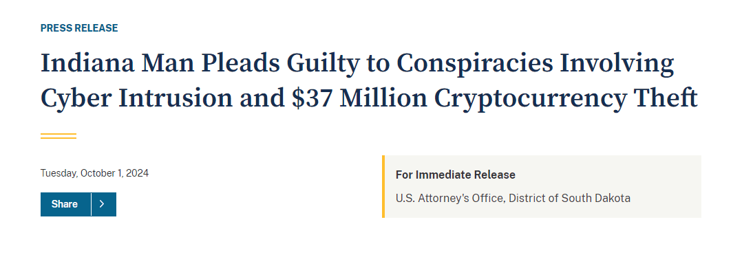 Press Release from the United States Attorney