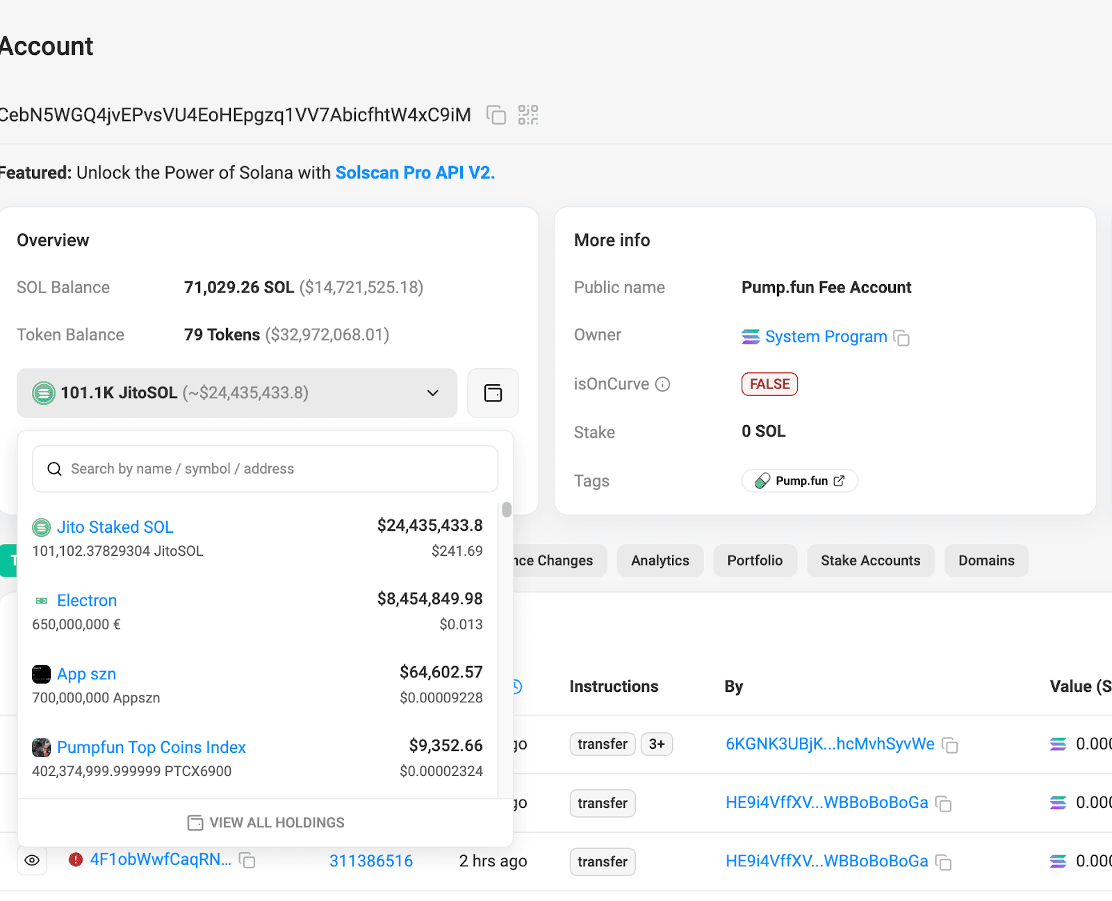 Total Asset Breakdown for Pump.fun. Source: solscan.io