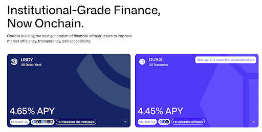 How Ondo Finance’s home page looks like. Source: ondo.finance