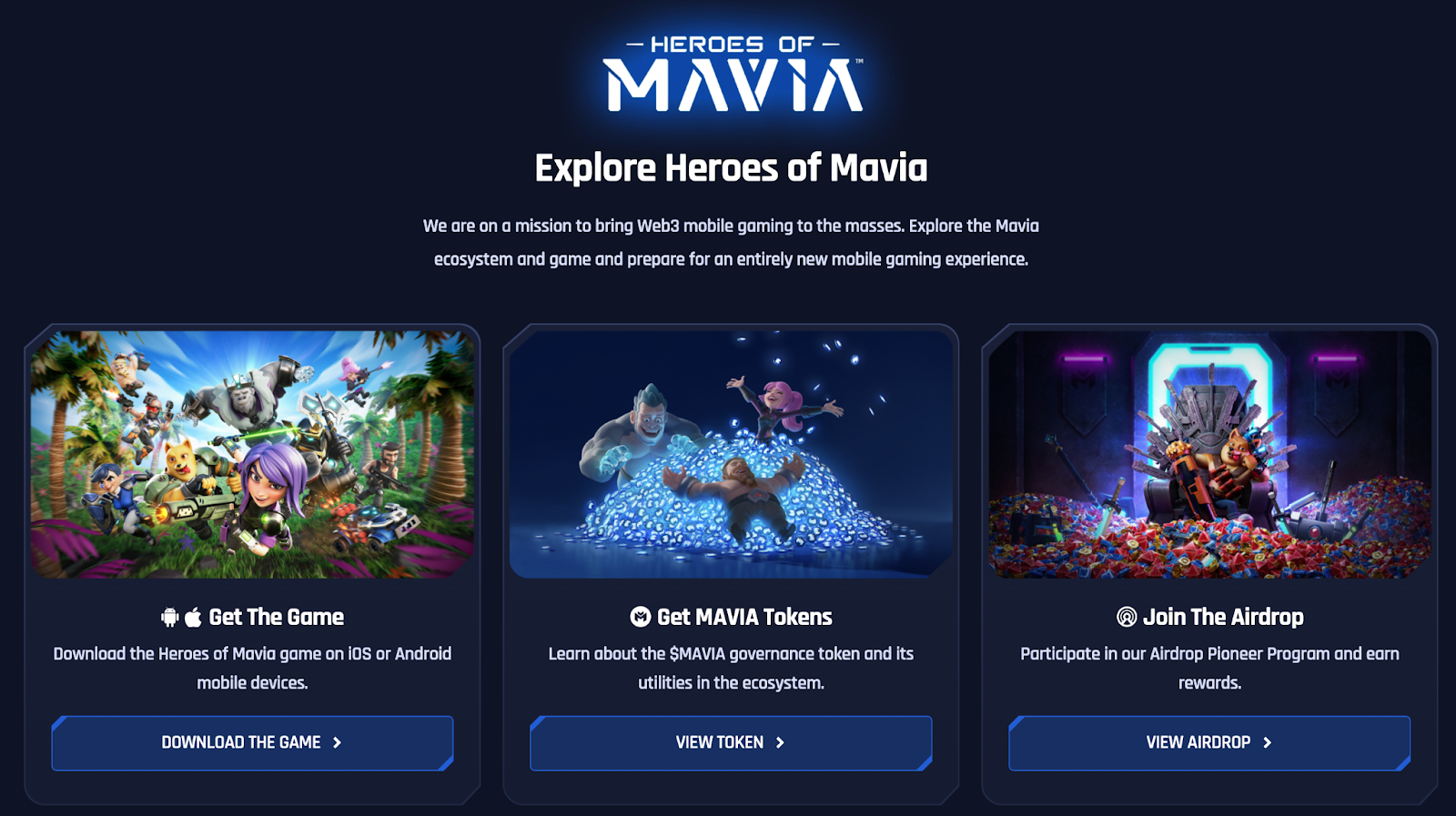 Currently, Heroes of Mavia is only available on mobile devices. Source: mavia.com