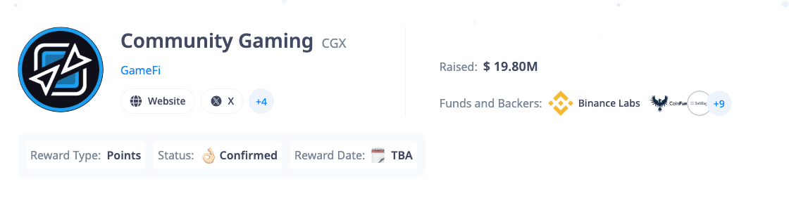 Основная информация о Community Gaming. Источник: cryptorank.io 