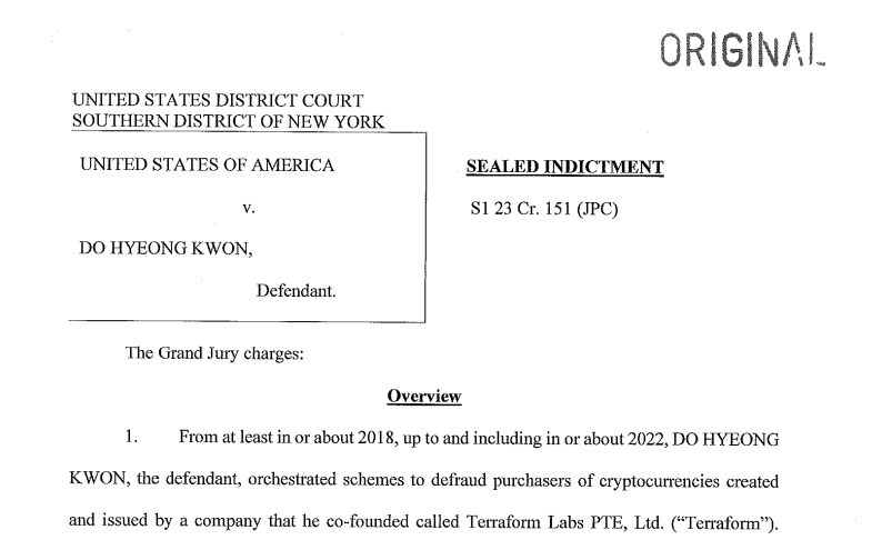 Charges against Do Kwon. Source: courtlistener.com 