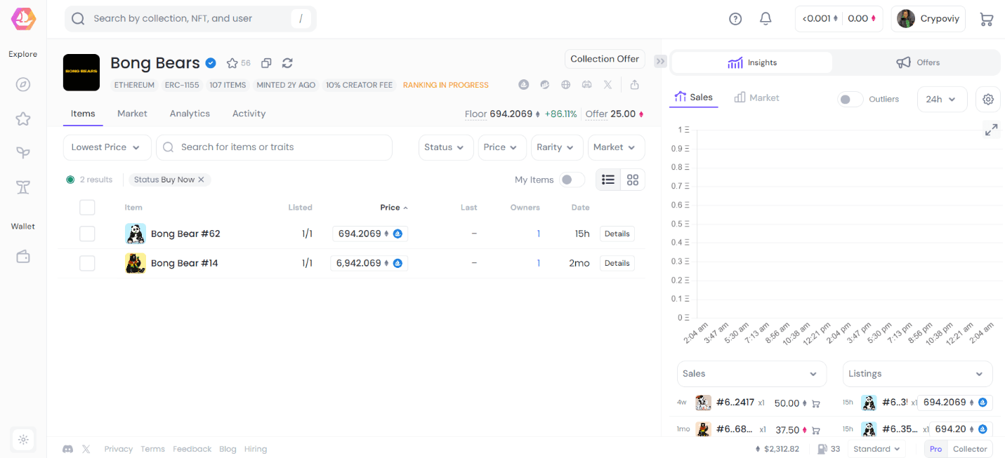 The Priciest NFTs from the Berachain Project. Source: pro.opensea.io