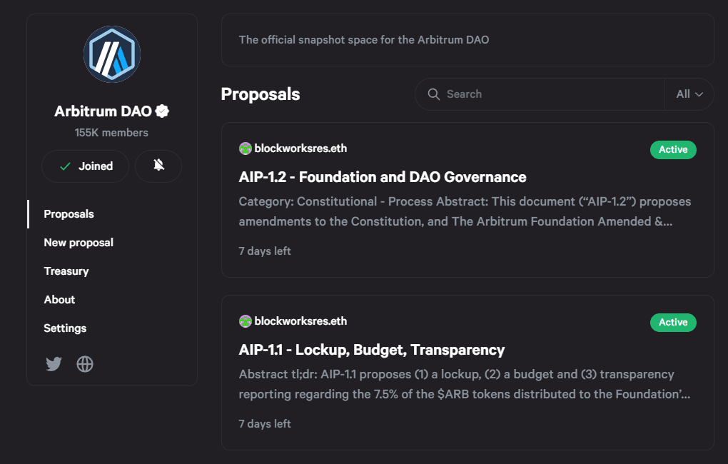 AIP-1.1 and AIP-1.2 proposals Source: snapshot.org