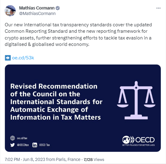 OECD Introduces CARF Source: Twitter