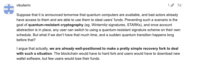 Vitalik Buterin’s proposal to deal with a quantum emergency. Source: Ethereum Research 